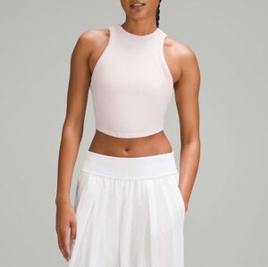 Lululemon Hold Tight Cropped Tank Top Flush Pink Pastel Ribbed Crop Women's Sz 4